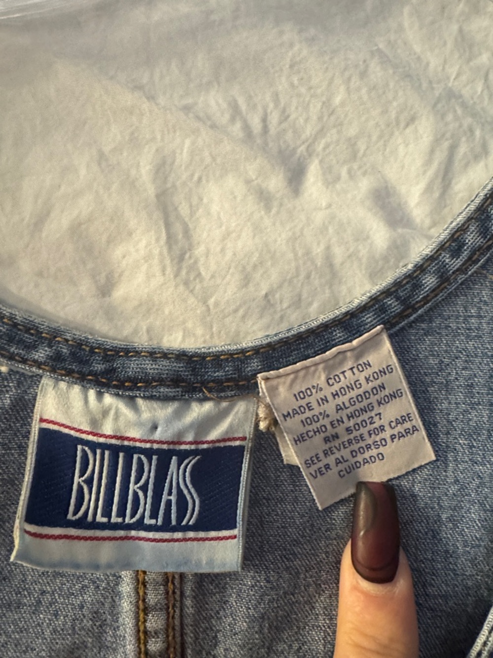 Vintage 90’s Y2K Bill Blass Sleeveless Denim Mini Dress in Medium Blue - Picture 2 of 4